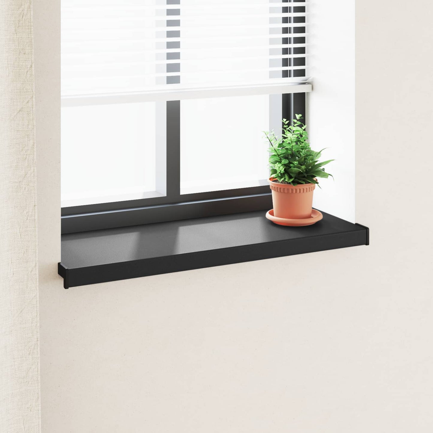 Vindueskarm Sort med træstruktur 60 x 35 x 4,5 cm PVC