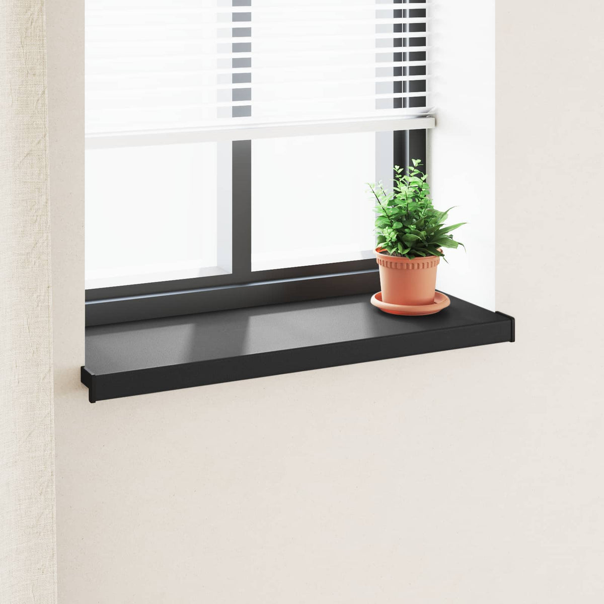 Vindueskarm Sort med træstruktur 100 x 35 x 4,5 cm PVC