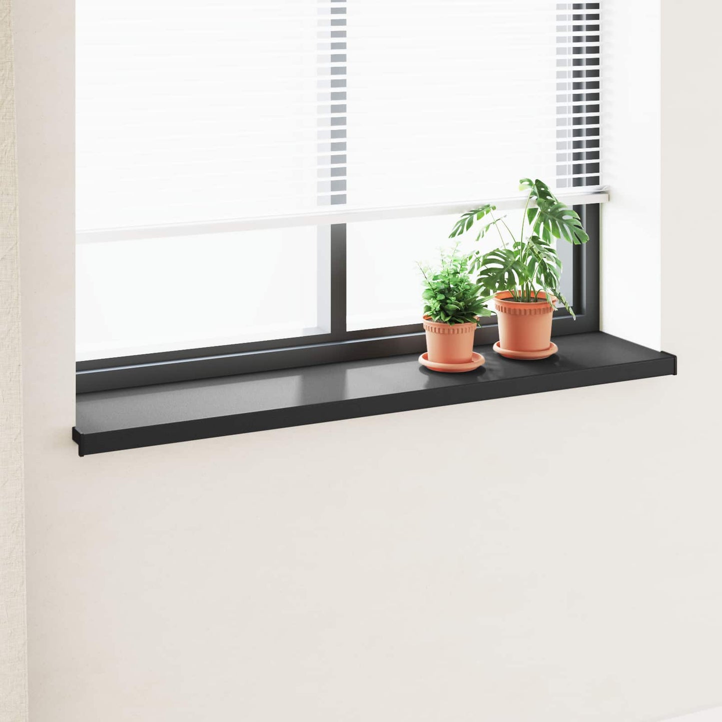 Vindueskarm Sort med træstruktur 160 x 35 x 4,5 cm PVC