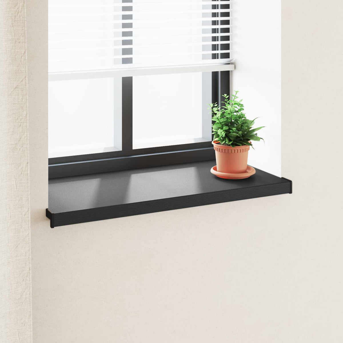 Vindueskarm Sort med træstruktur 80 x 40 x 4,5 cm PVC