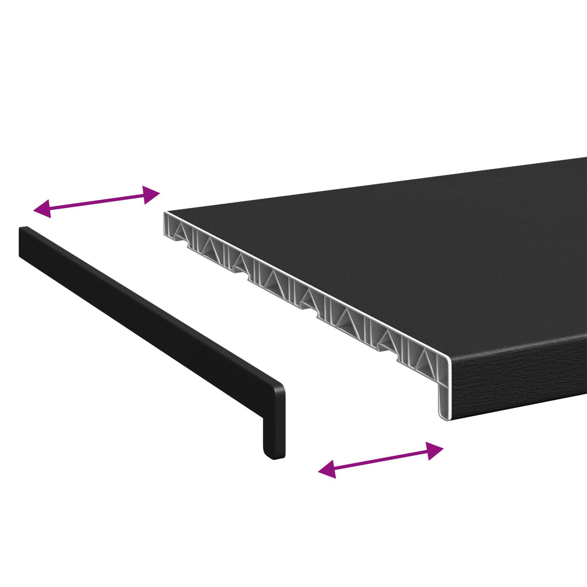 Vindueskarm Sort med træstruktur 100 x 40 x 4,5 cm PVC