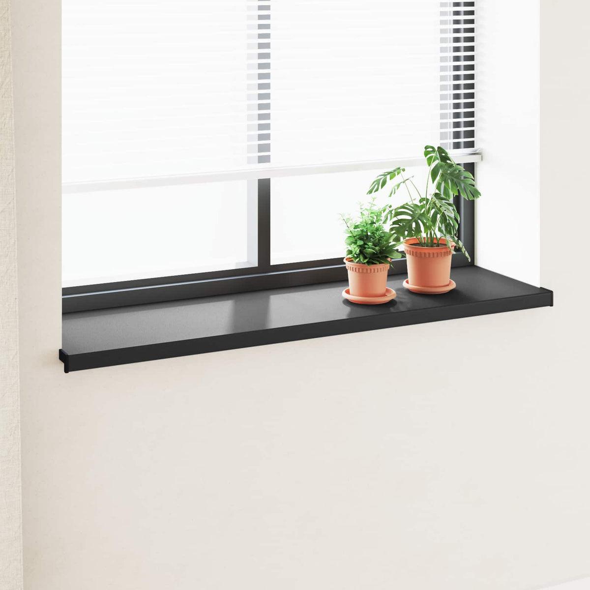 Vindueskarm Sort med træstruktur 140 x 45 x 4,5 cm PVC