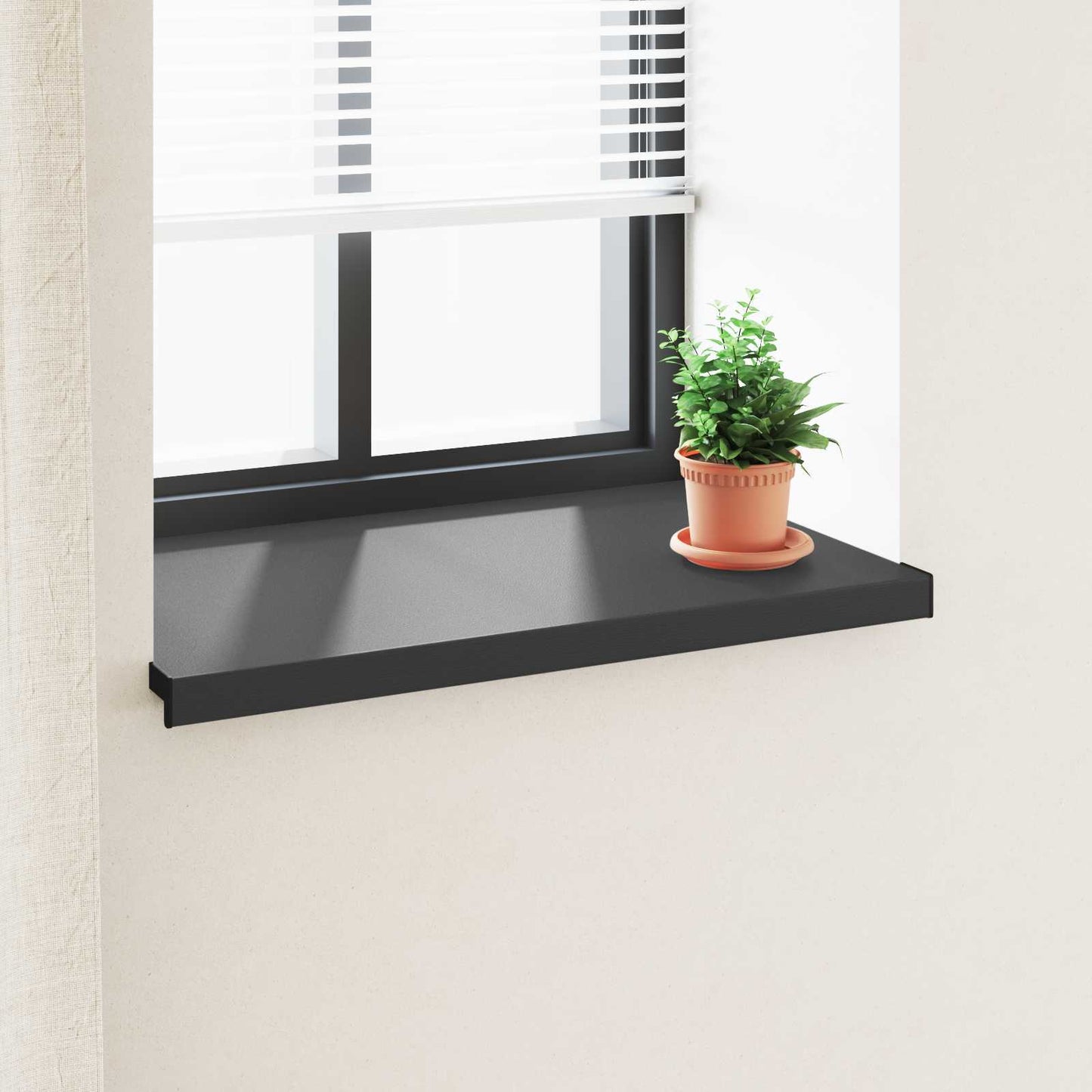 Vindueskarm Sort med træstruktur 100 x 50 x 4,5 cm PVC