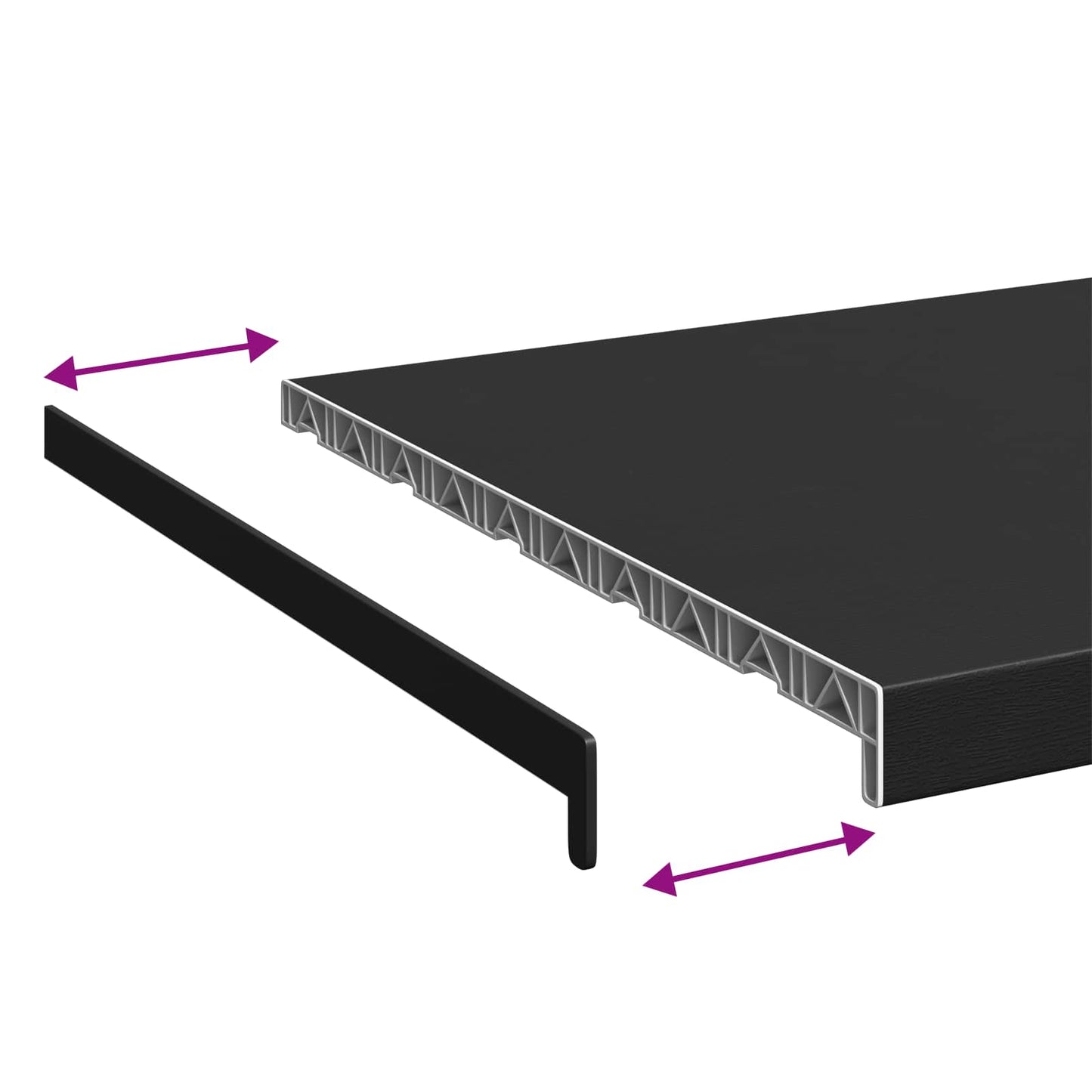 Vindueskarm Sort med træstruktur 140 x 50 x 4,5 cm PVC