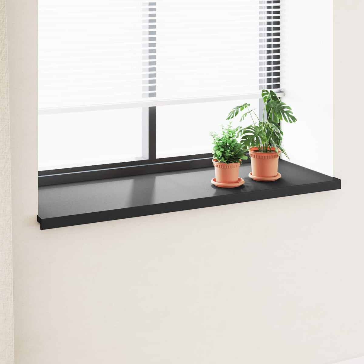 Vindueskarm Sort med træstruktur 140 x 50 x 4,5 cm PVC