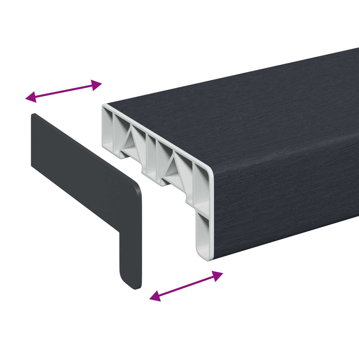 Vindueskarm Anthracit med træstruktur 80 x 15 x 4,5 cm PVC
