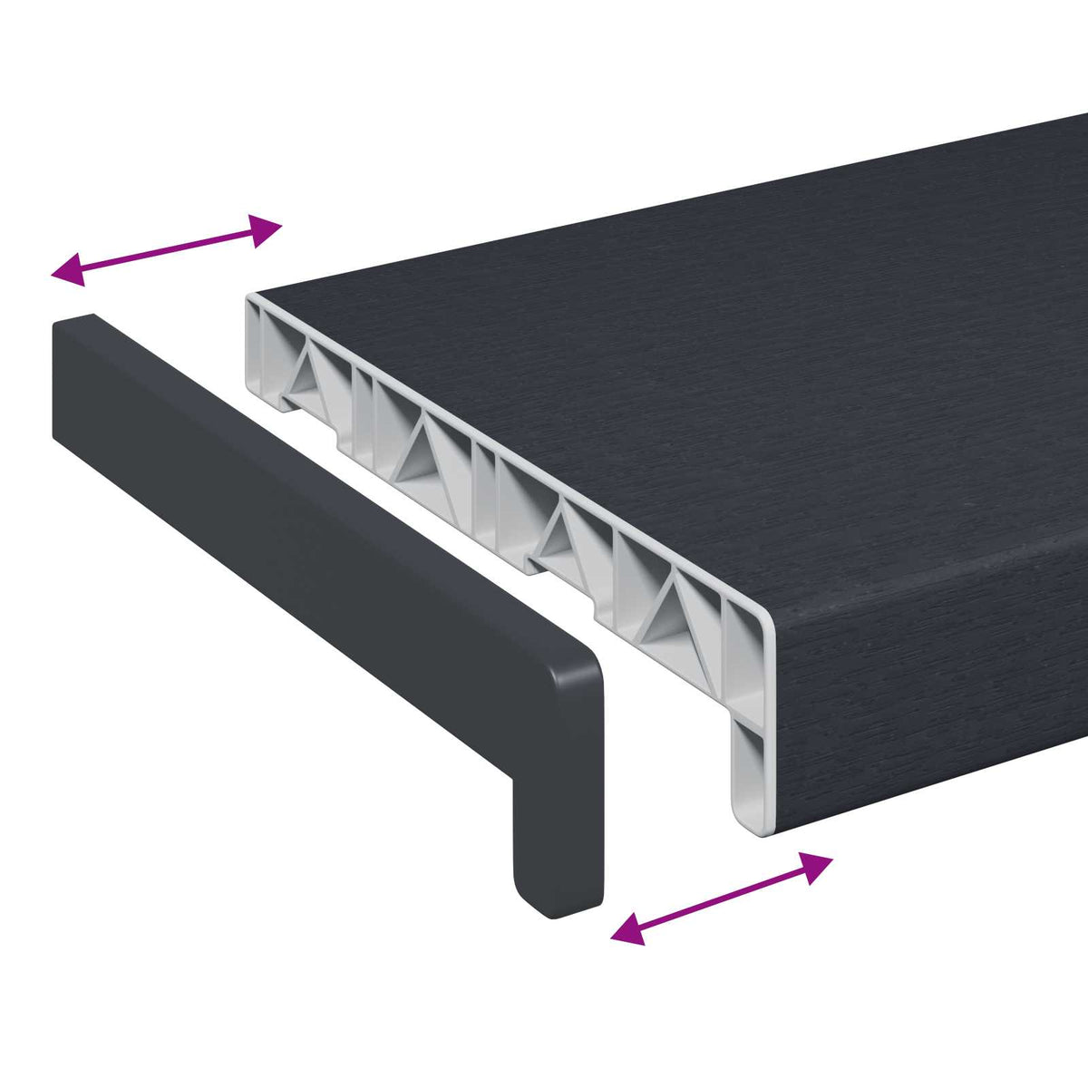 Vindueskarm Anthracit med træstruktur 80 x 25 x 4,5 cm PVC