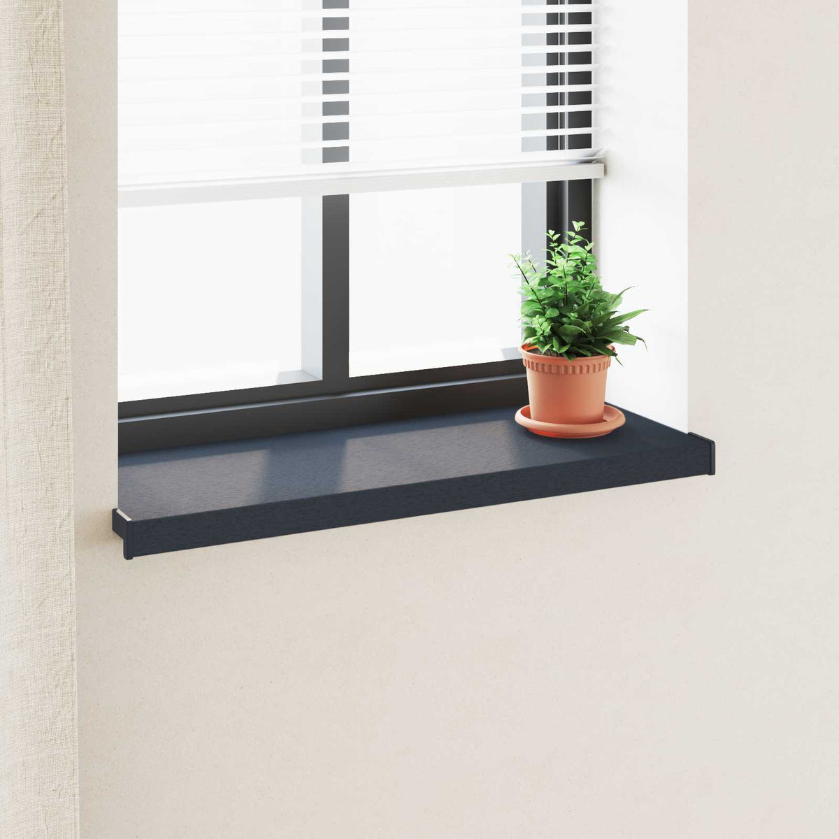 Vindueskarm Anthracit med træstruktur 60 x 35 x 4,5 cm PVC