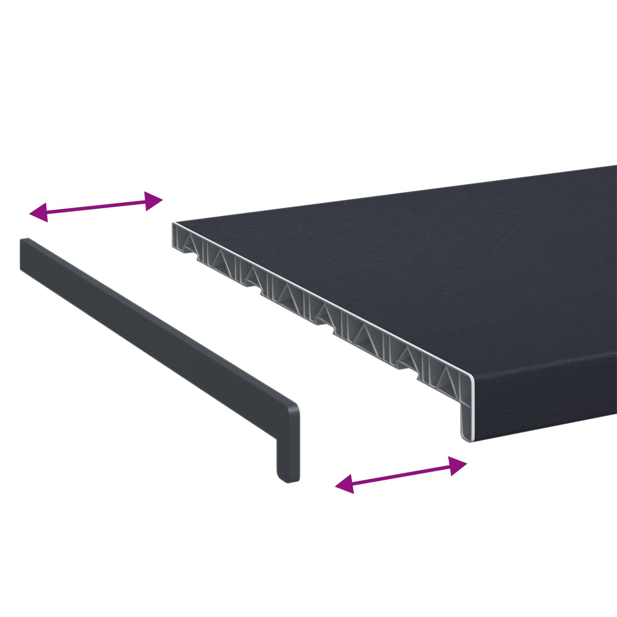 Vindueskarm Anthracit med træstruktur 160 x 40 x 4,5 cm PVC