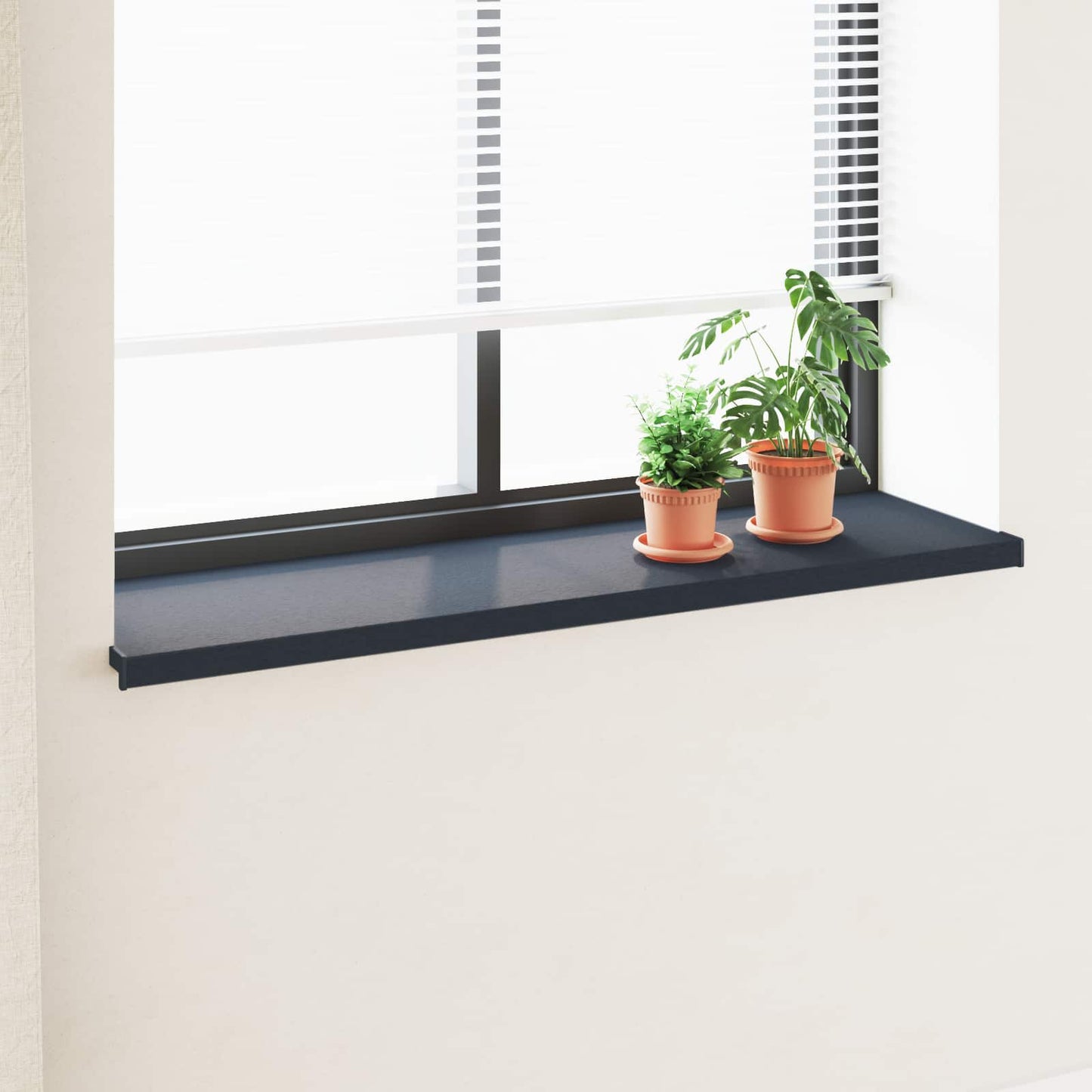 Vindueskarm Anthracit med træstruktur 140 x 45 x 4,5 cm PVC