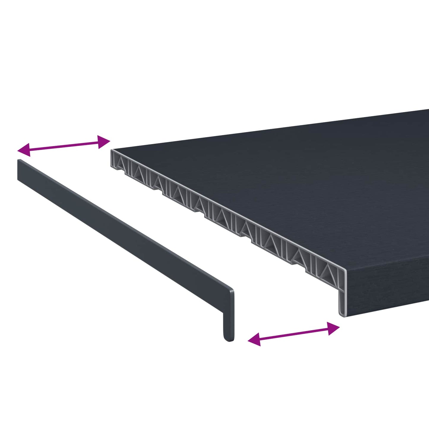 Vindueskarm Anthracit med træstruktur 140 x 50 x 4,5 cm PVC