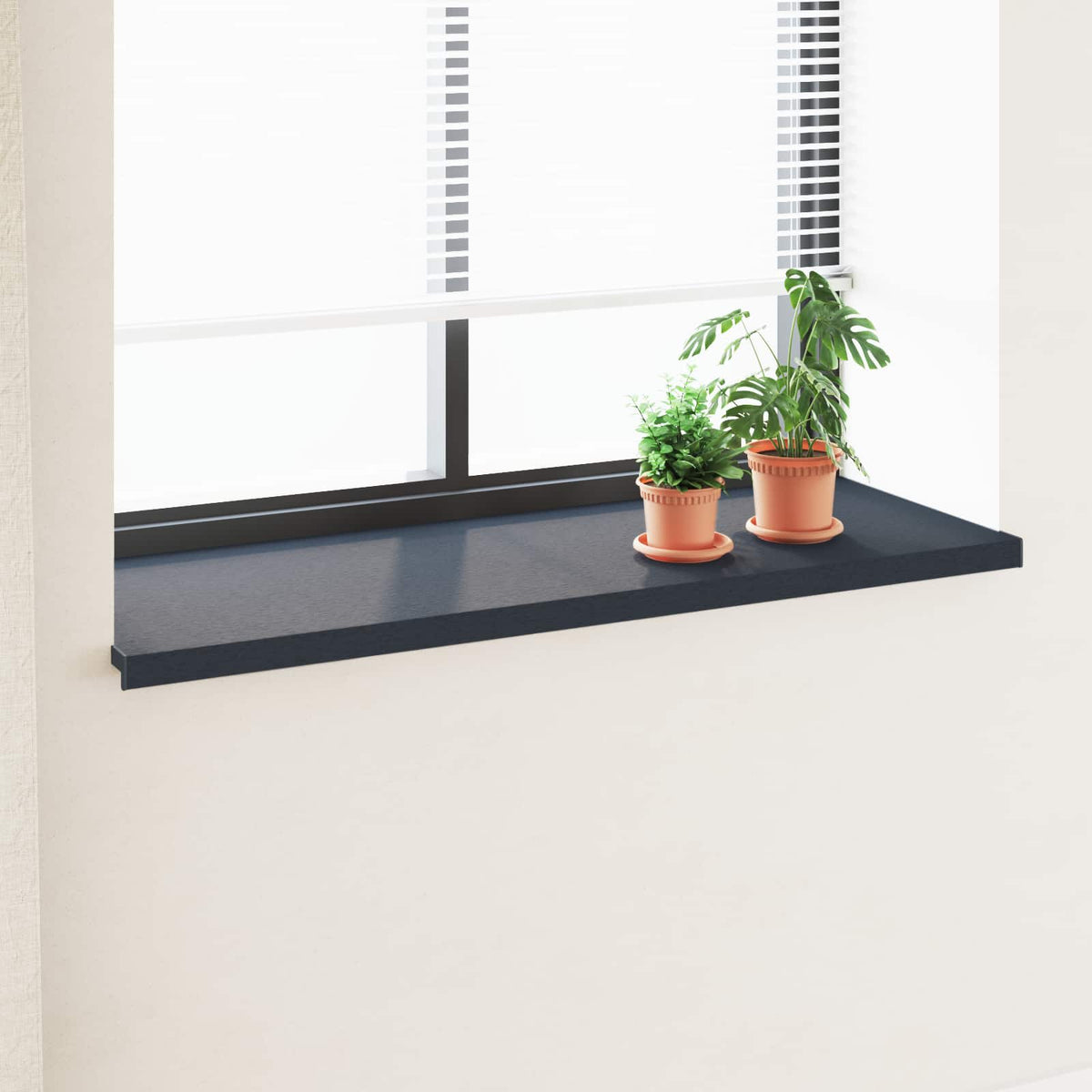 Vindueskarm Anthracit med træstruktur 160 x 50 x 4,5 cm PVC
