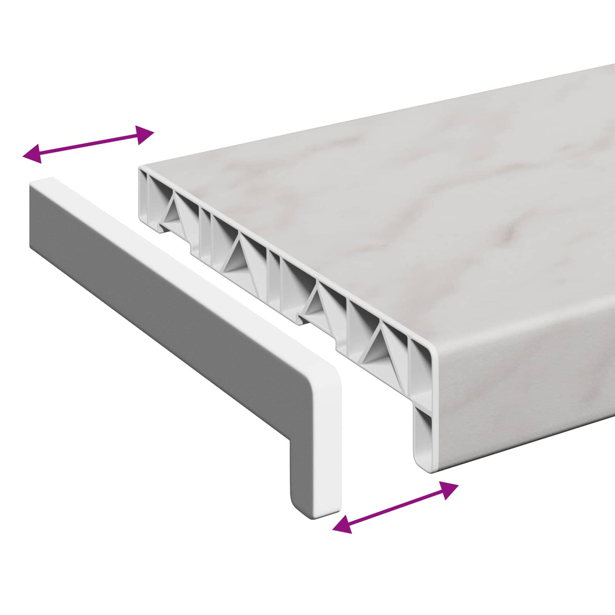 Vindueskarm Marmor tekstur 60 x 20 x 4,5 cm PVC