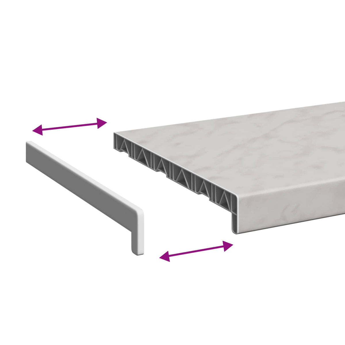 Vindueskarm Marmor tekstur 100 x 30 x 4,5 cm PVC