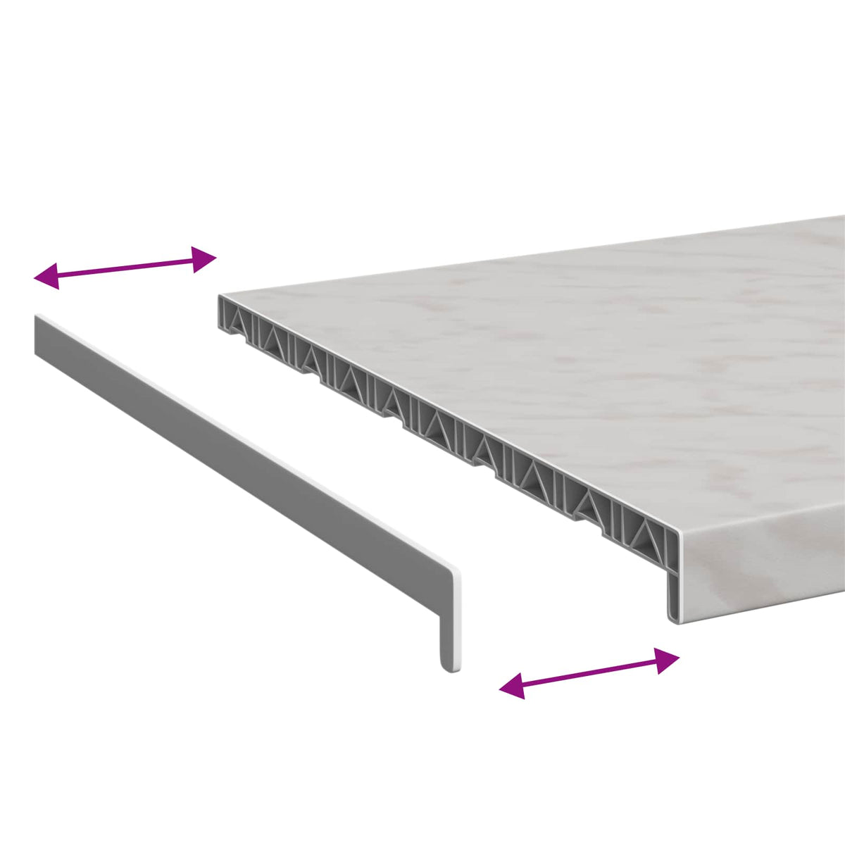 Vindueskarm Marmor tekstur 80 x 50 x 4,5 cm PVC