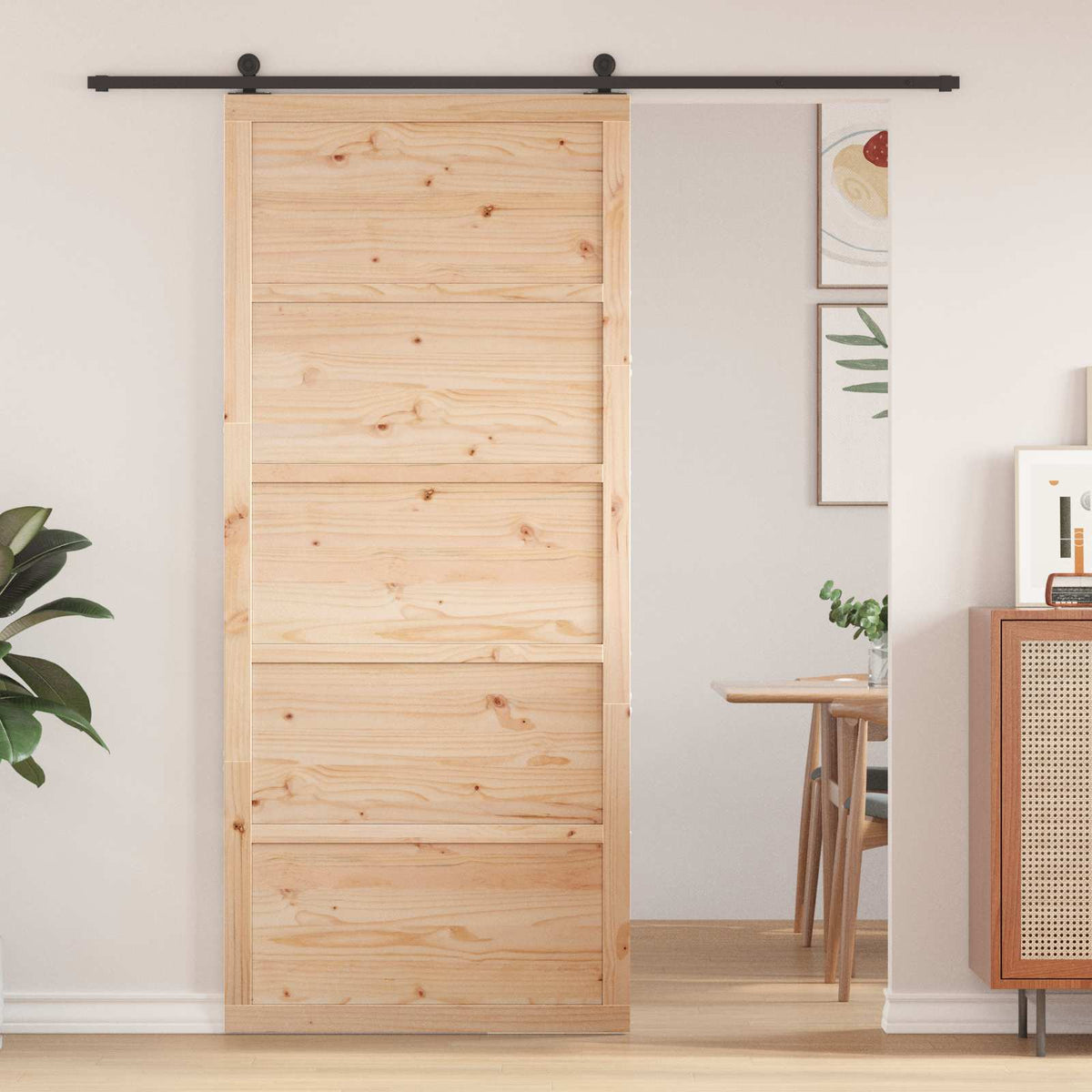 Ladedør 80 x 2,5 x 208 cm Massivt fyrretræ Naturfarvet