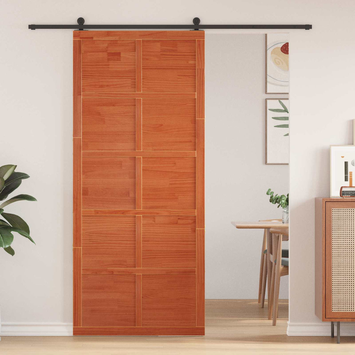 Ladedør 90 x 2,5 x 208 cm Massivt fyrretræ Voksbrun