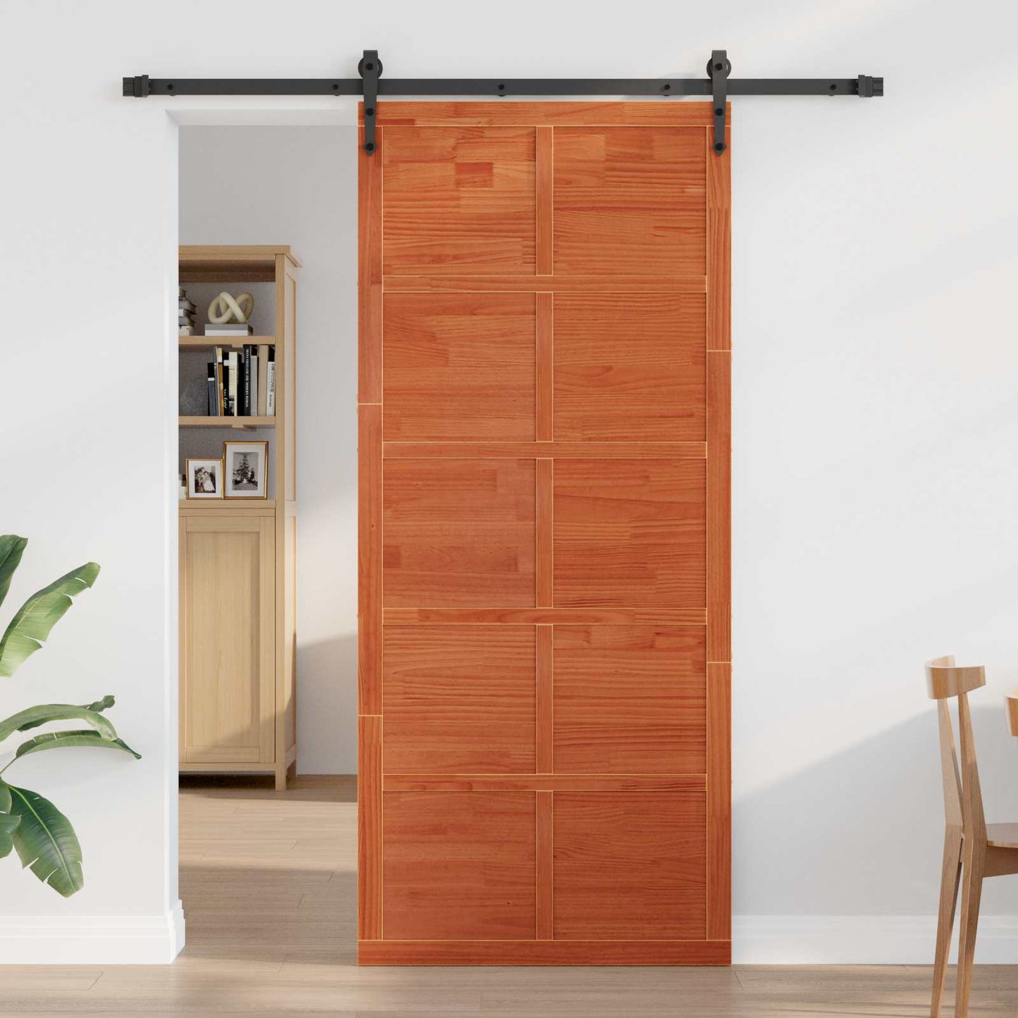 Ladedør 90 x 2,5 x 208 cm Massivt fyrretræ Voksbrun