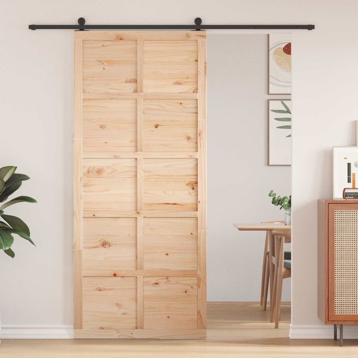 Ladedør 80 x 2,5 x 208 cm Massivt fyrretræ Naturfarvet