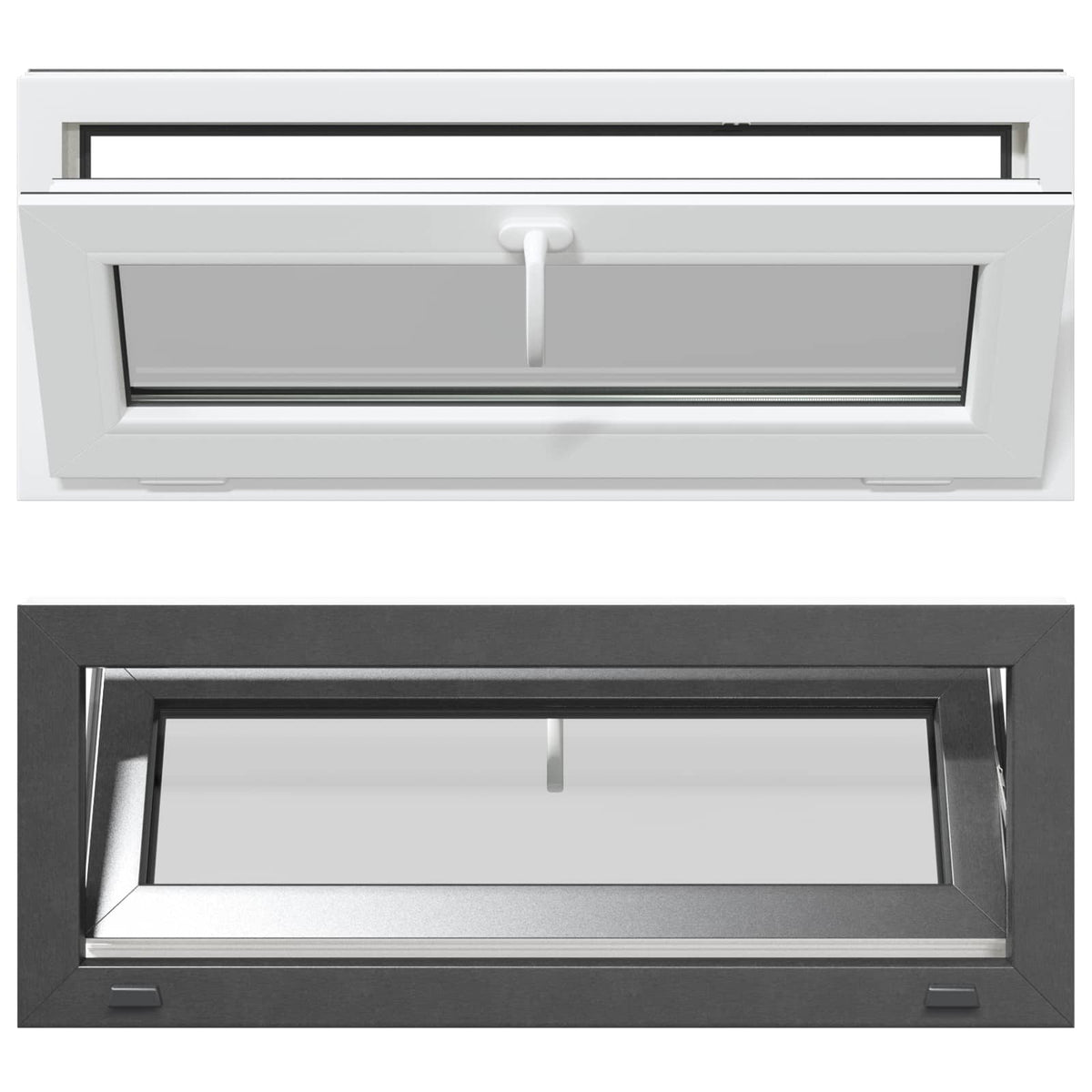 Kældervindue RISOR 100 x 40 cm PVC og klart, almindeligt glas