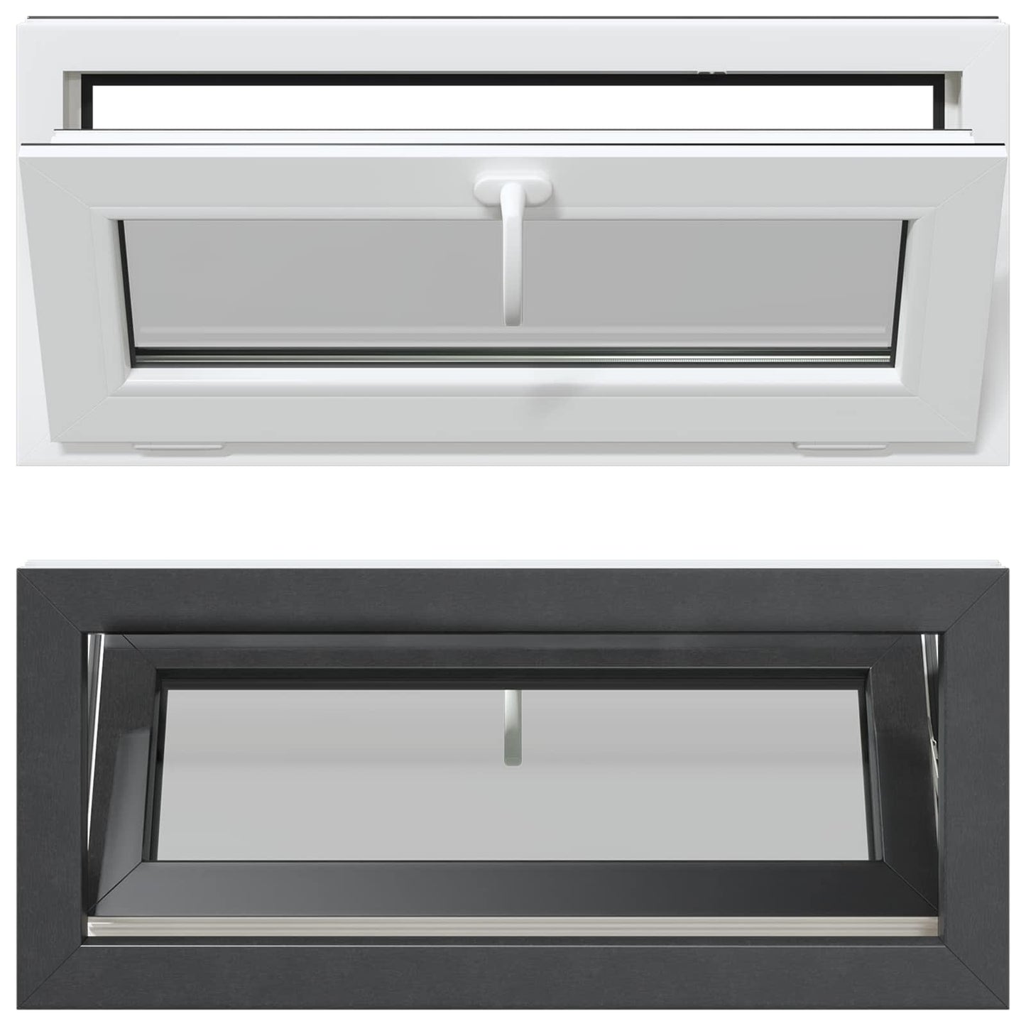 Kældervindue RISOR 90 x 40 cm PVC og klart, almindeligt glas