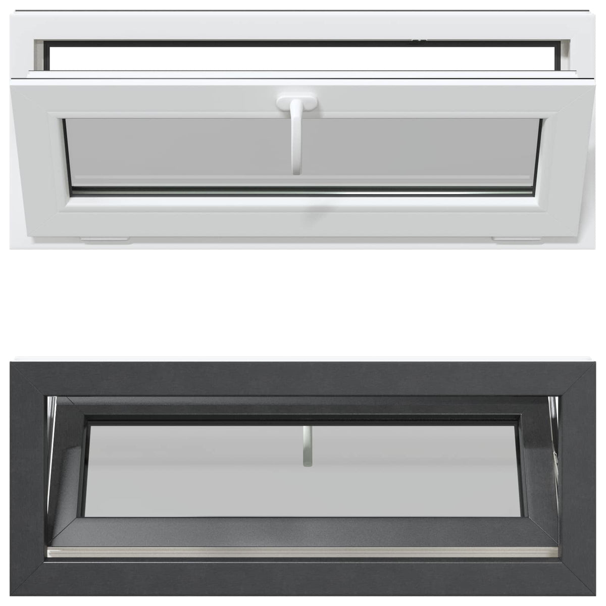 Kældervindue RISOR 110 x 40 cm PVC og klart, almindeligt glas