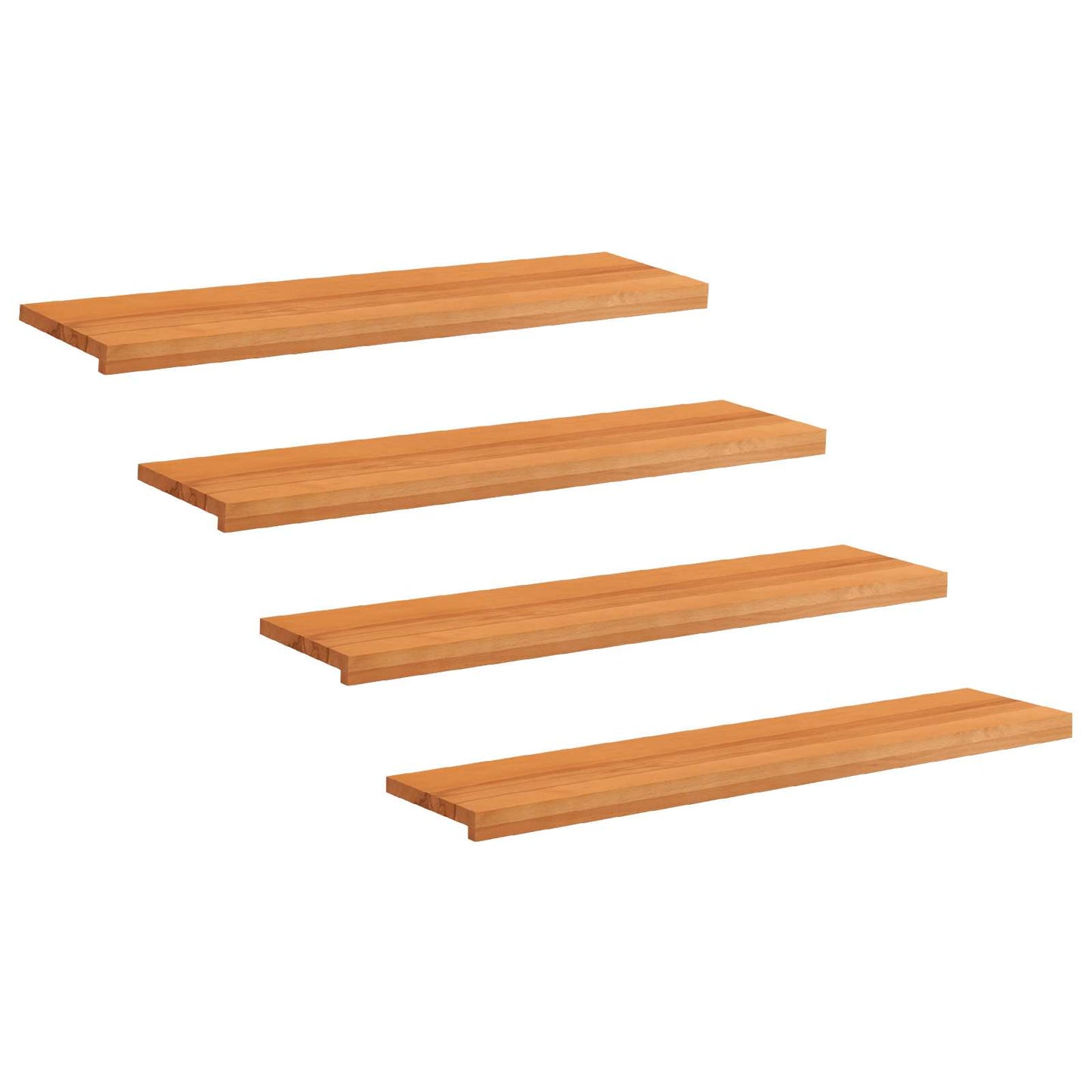 Trappetrin 4 stk. 120 x 30 x 2 cm Lys Brun Solid bøg