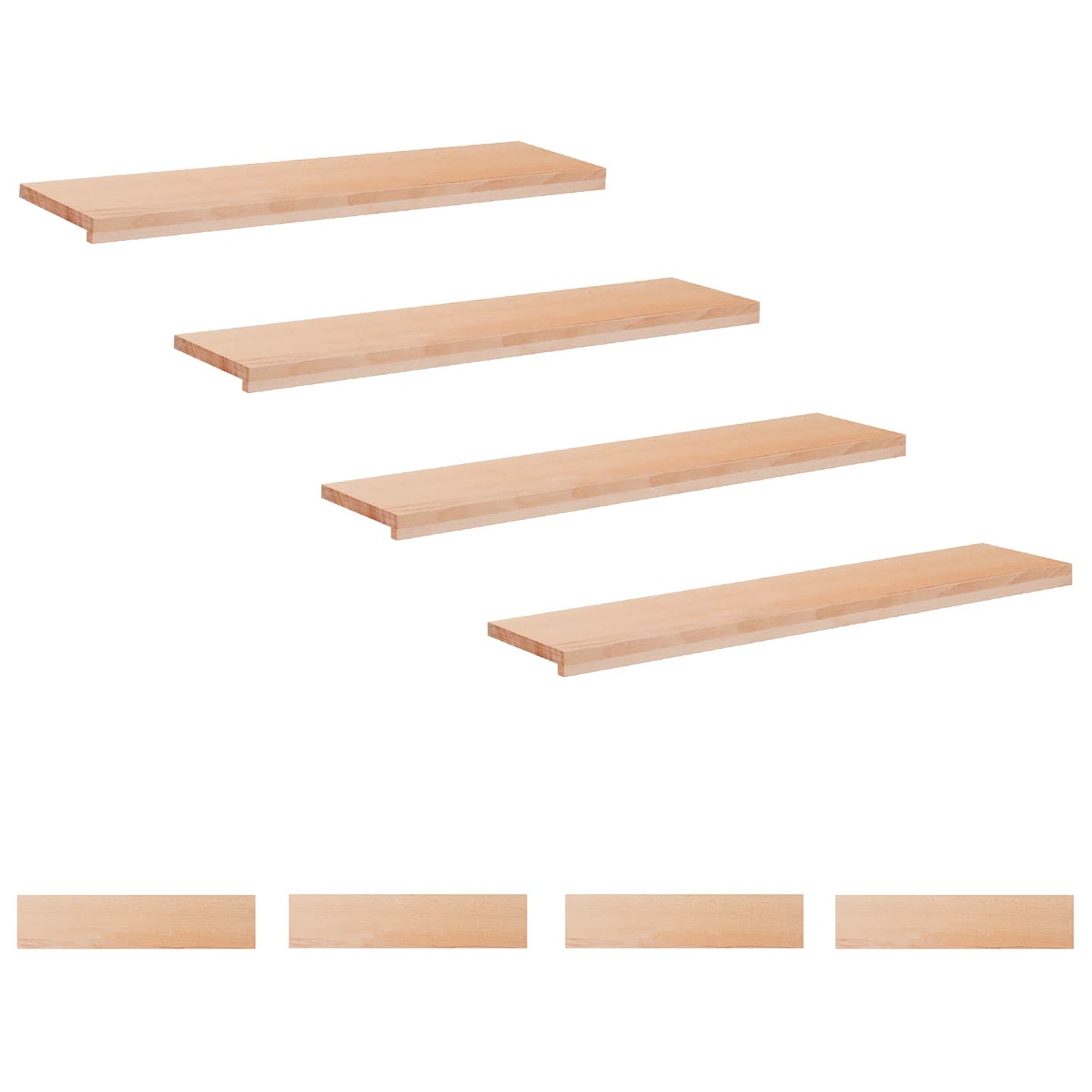 Trappetrin 8 stk. 110 x 25 x 2 cm Naturfarvet Solid bøg