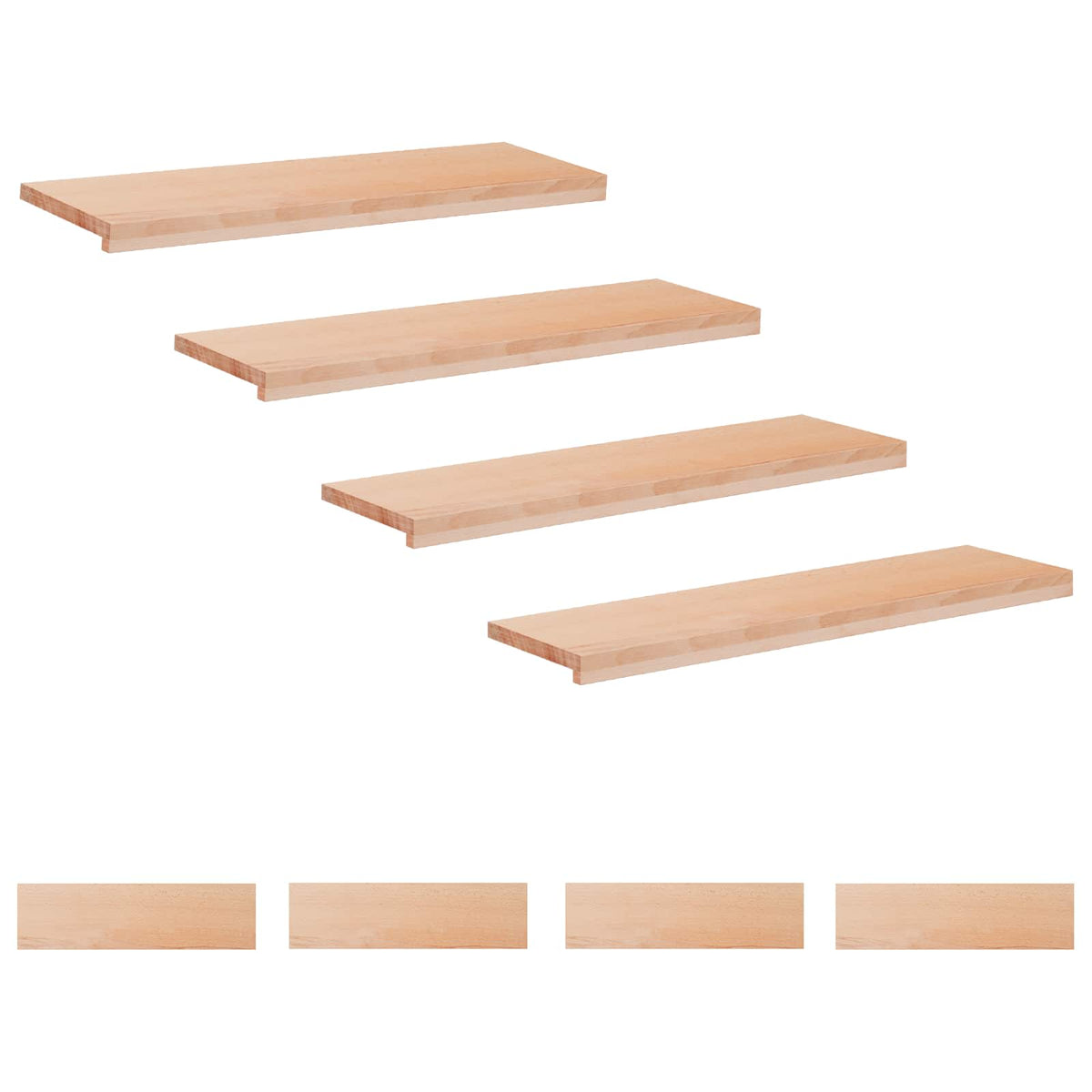 Trappetrin 8 stk. 100 x 30 x 2 cm Naturfarvet Solid bøg
