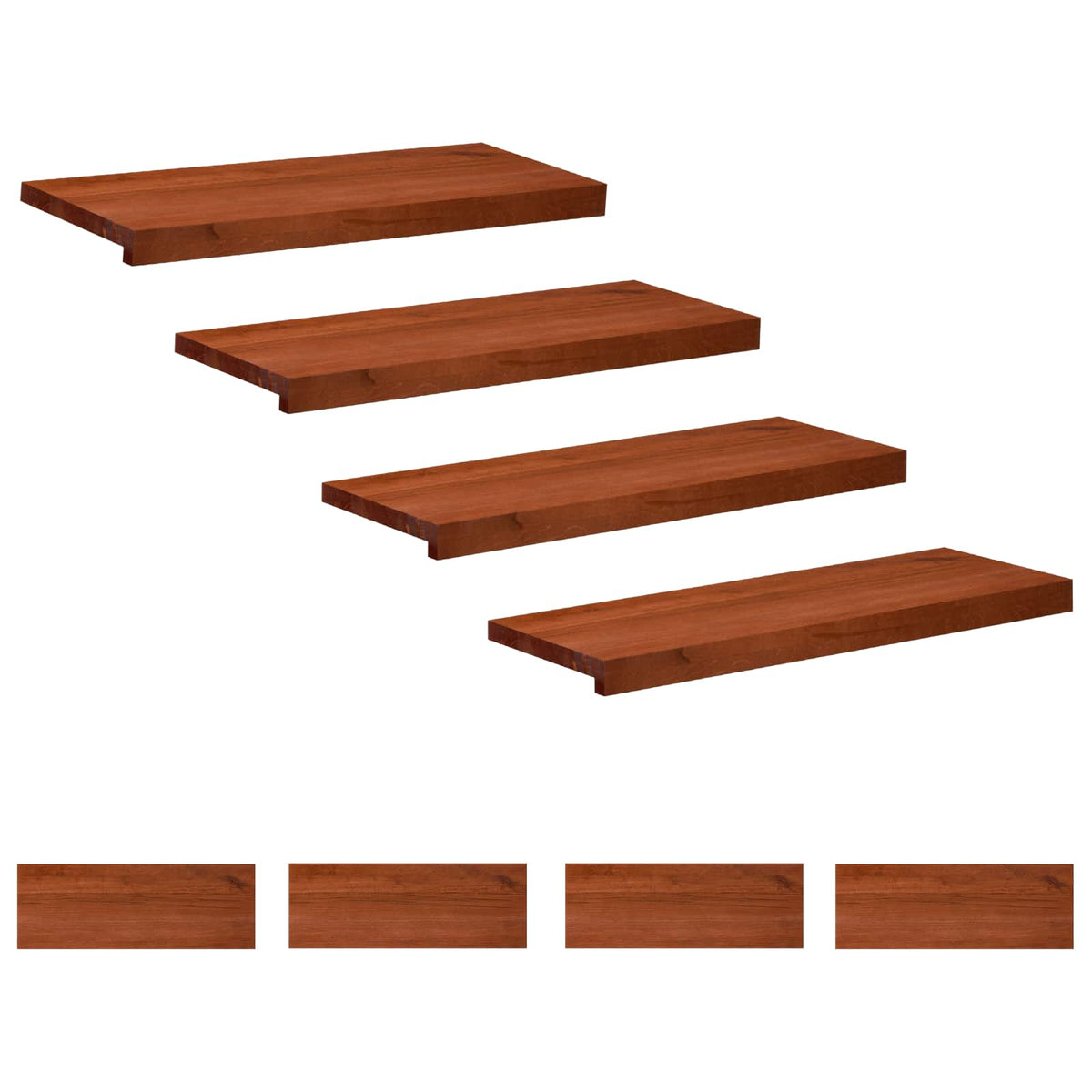 Trappetrin 8 stk. 70 x 25 x 2 cm Brun Solid bøg