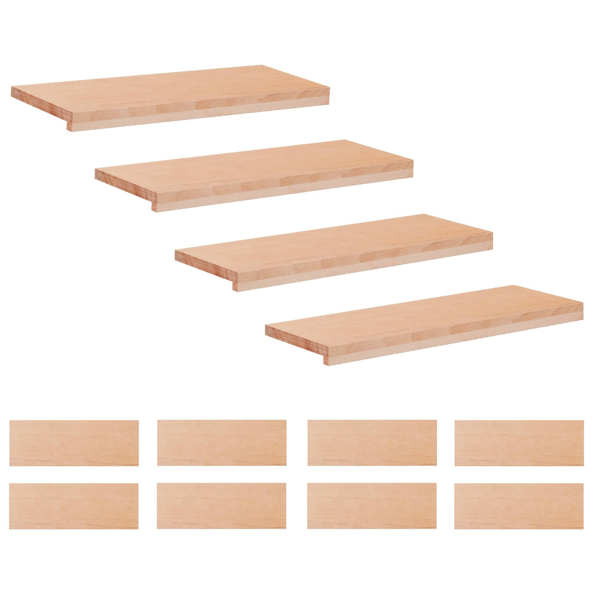 Trappetrin 12 stk. 70 x 25 x 2 cm Naturfarvet Solid bøg