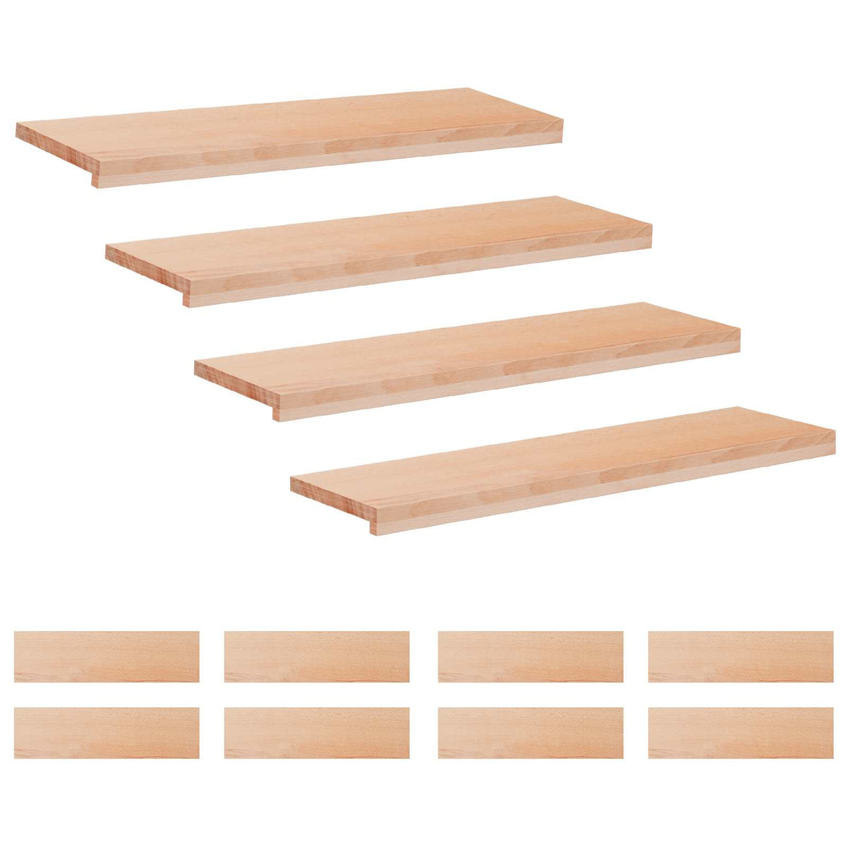 Trappetrin 12 stk. 90 x 25 x 2 cm Naturfarvet Solid bøg