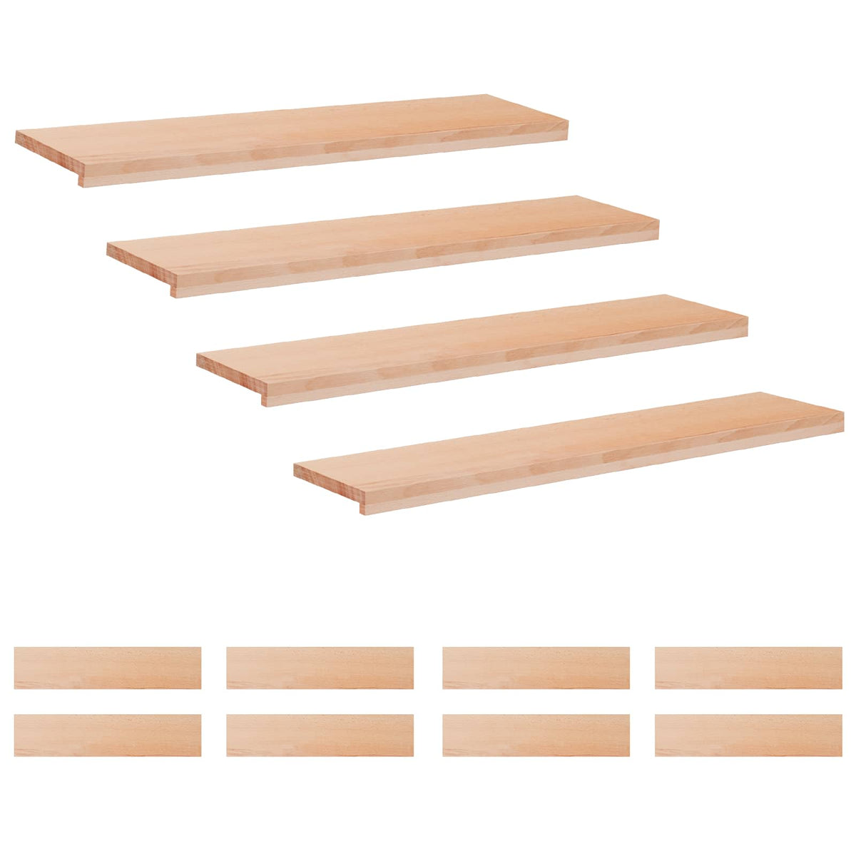 Trappetrin 12 stk. 120 x 25 x 2 cm Naturfarvet Solid bøg