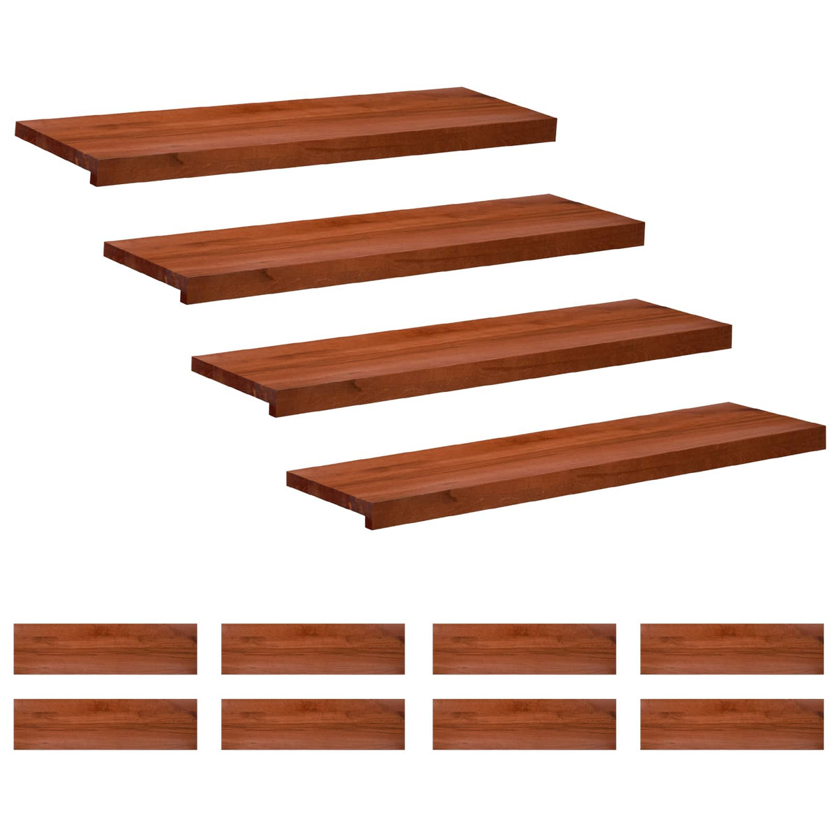 Trappetrin 12 stk. 90 x 25 x 2 cm Brun Solid bøg