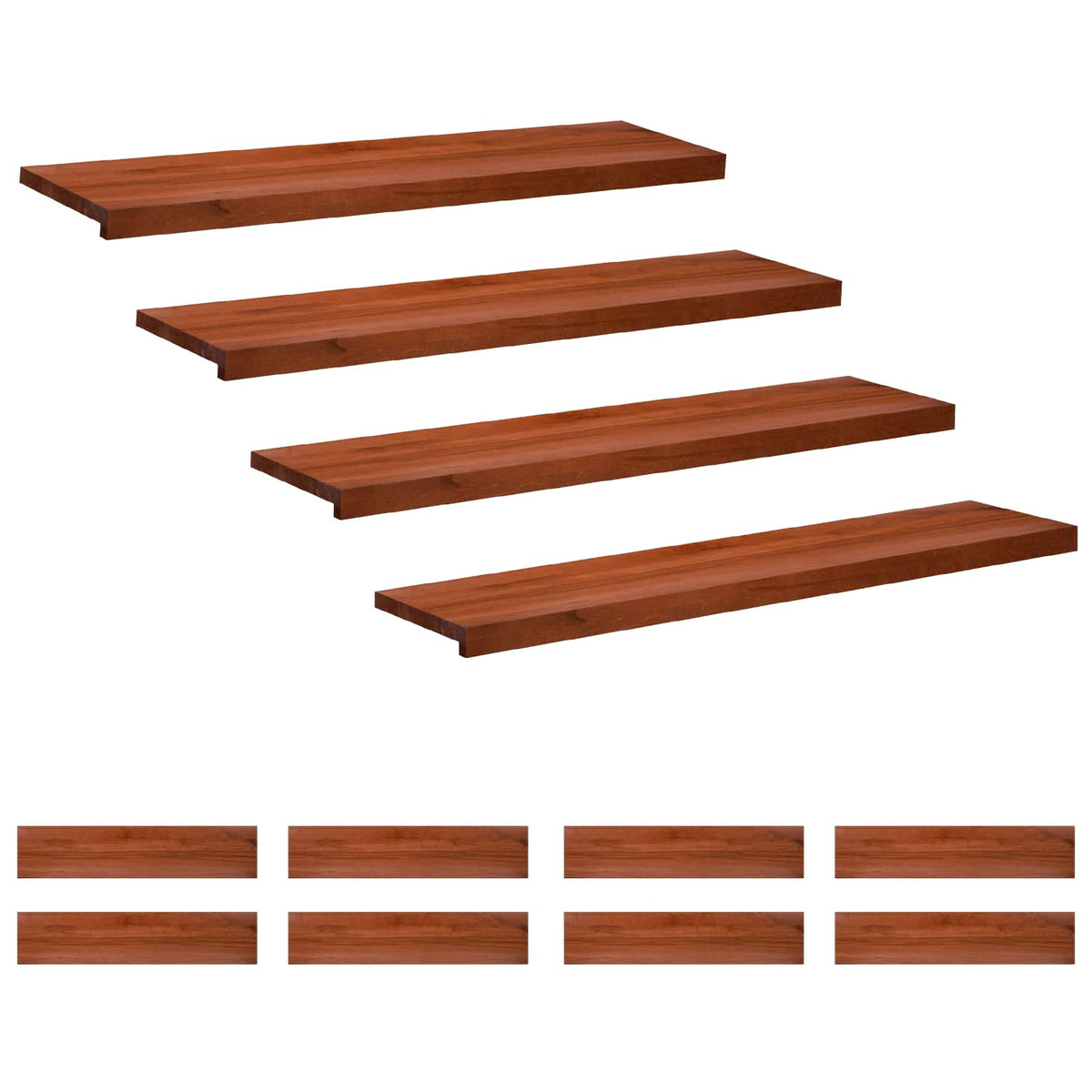Trappetrin 12 stk. 120 x 25 x 2 cm Brun Solid bøg