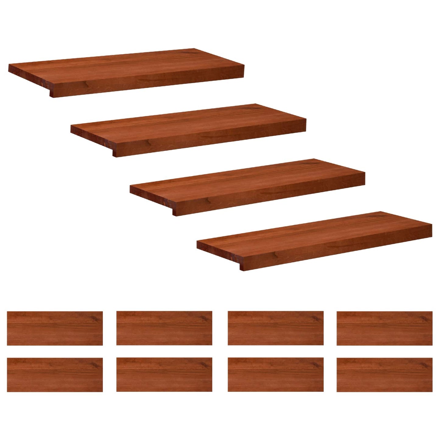 Trappetrin 12 stk. 80 x 30 x 2 cm Brun Solid bøg