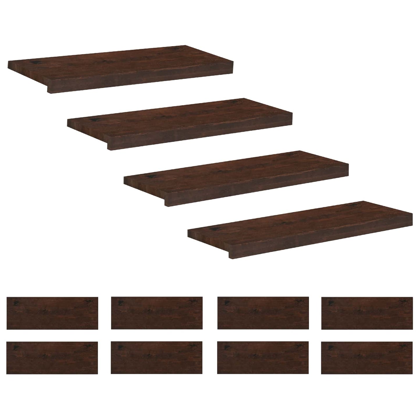 Trappetrin 12 stk. 80 x 30 x 2 cm Mørk Brun Solid bøg