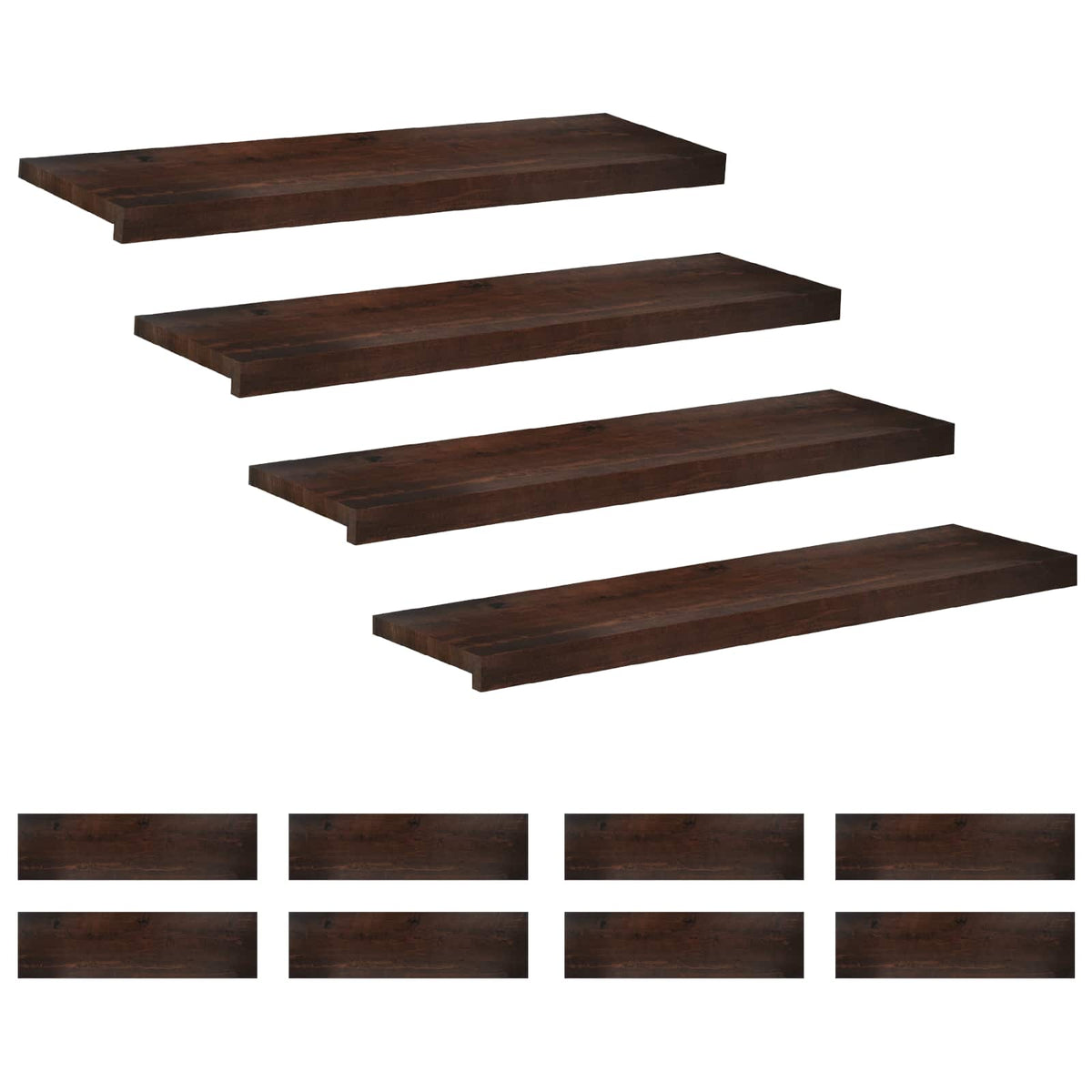Trappetrin 12 stk. 90 x 30 x 2 cm Mørk Brun Solid bøg