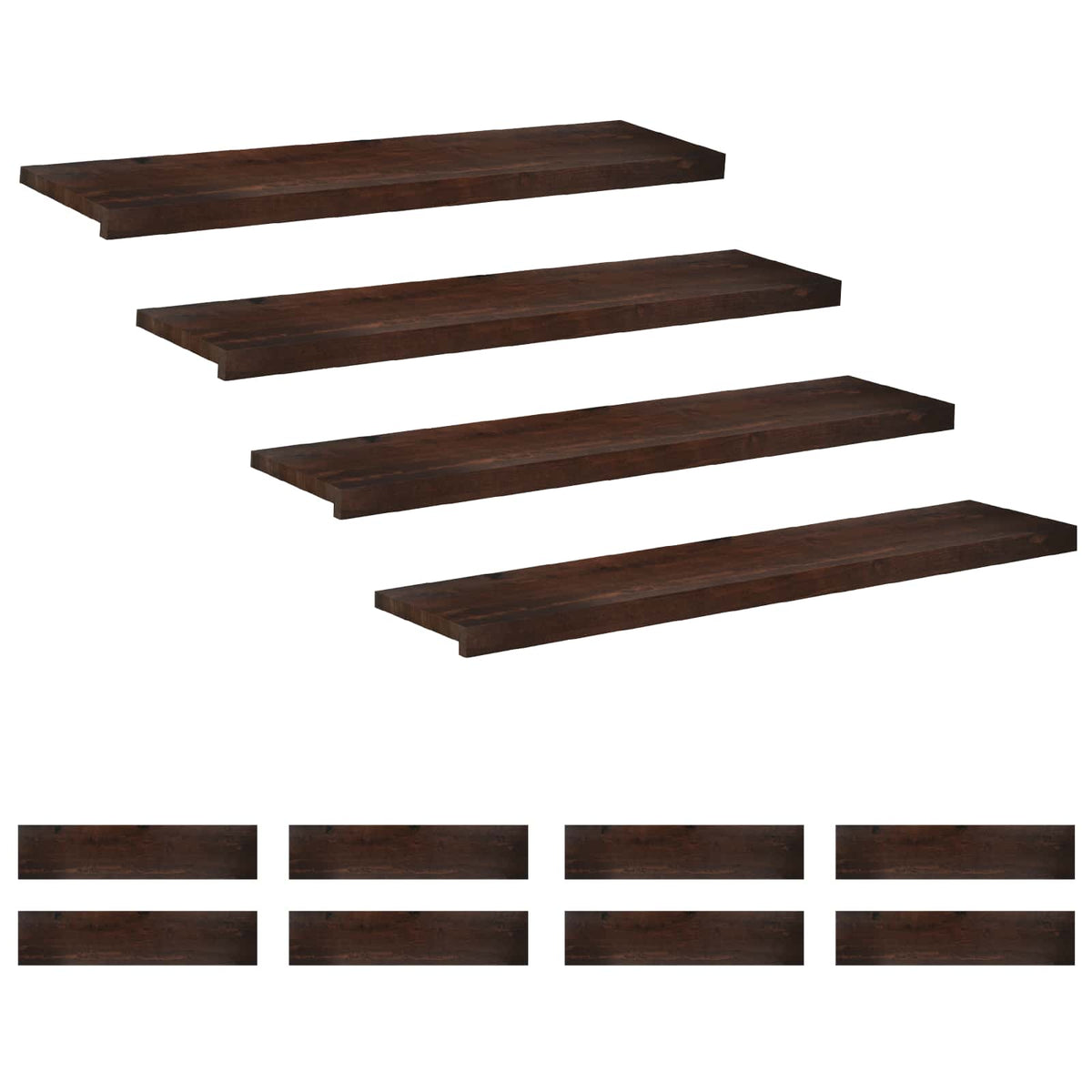 Trappetrin 12 stk. 120 x 30 x 2 cm Mørk Brun Solid bøg