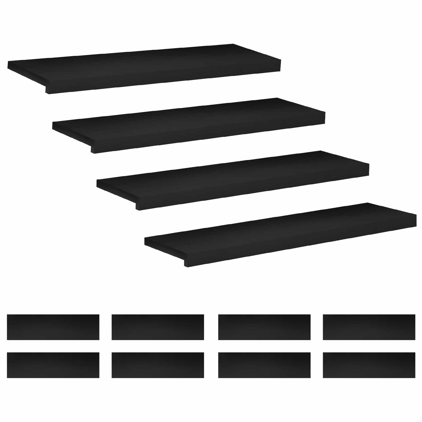 Trappetrin 12 stk. 90 x 30 x 2 cm Sort Solid bøg