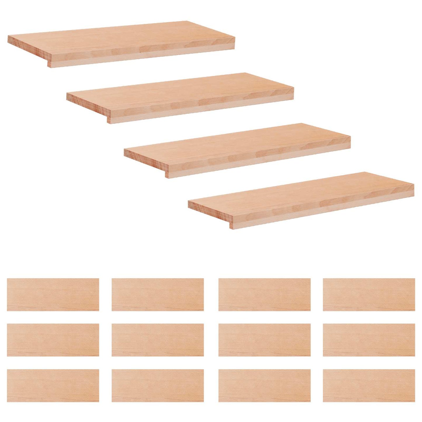Trappetrin 16 stk. 80 x 25 x 2 cm Naturfarvet Solid bøg