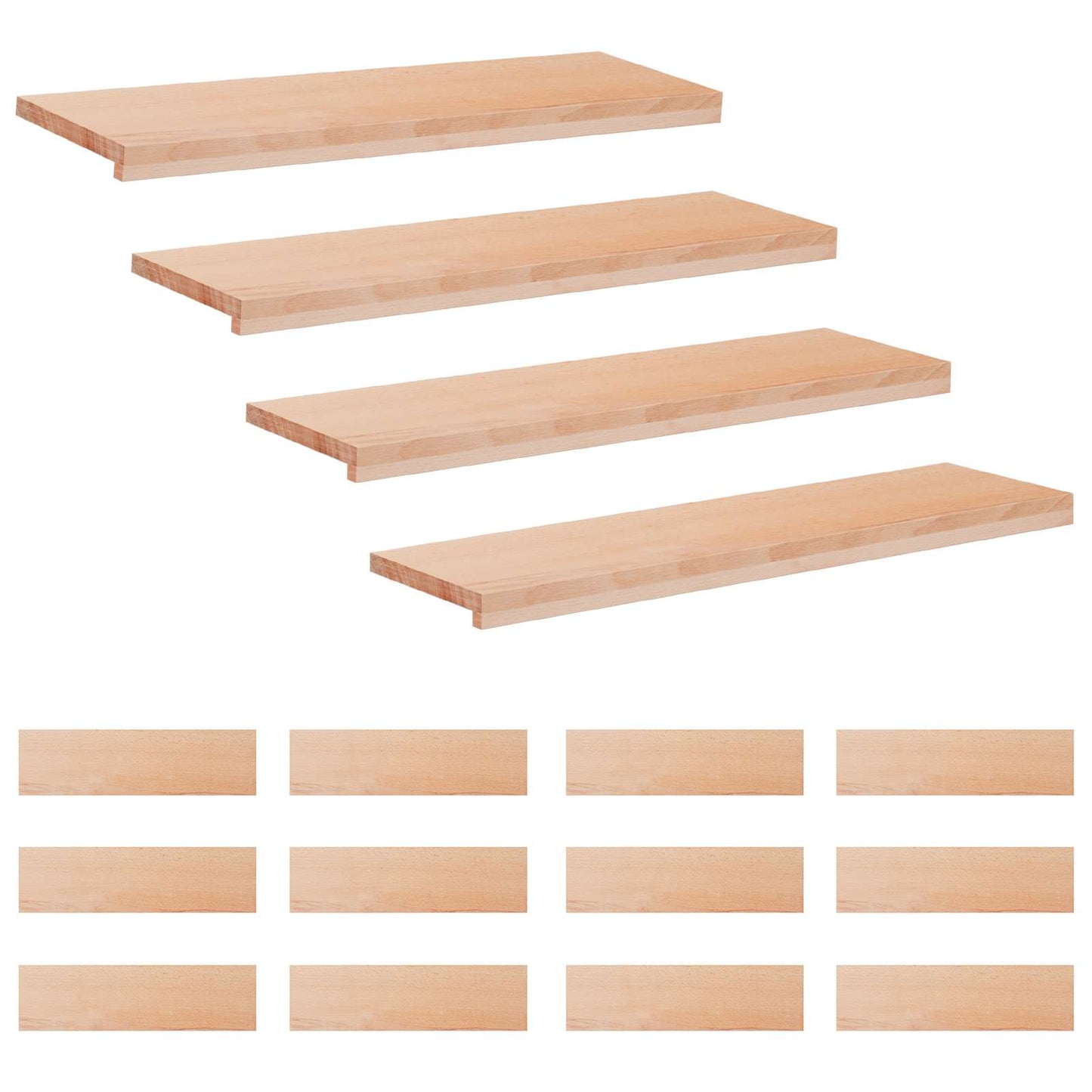 Trappetrin 16 stk. 90 x 30 x 2 cm Naturfarvet Solid bøg