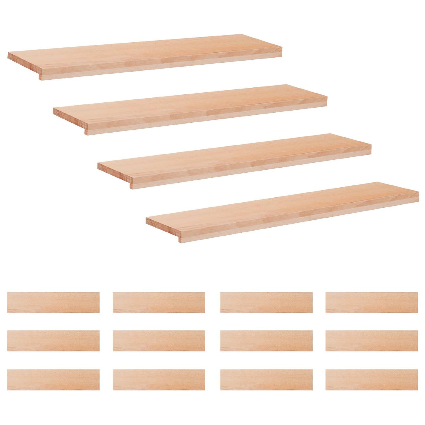 Trappetrin 16 stk. 120 x 30 x 2 cm Naturfarvet Solid bøg