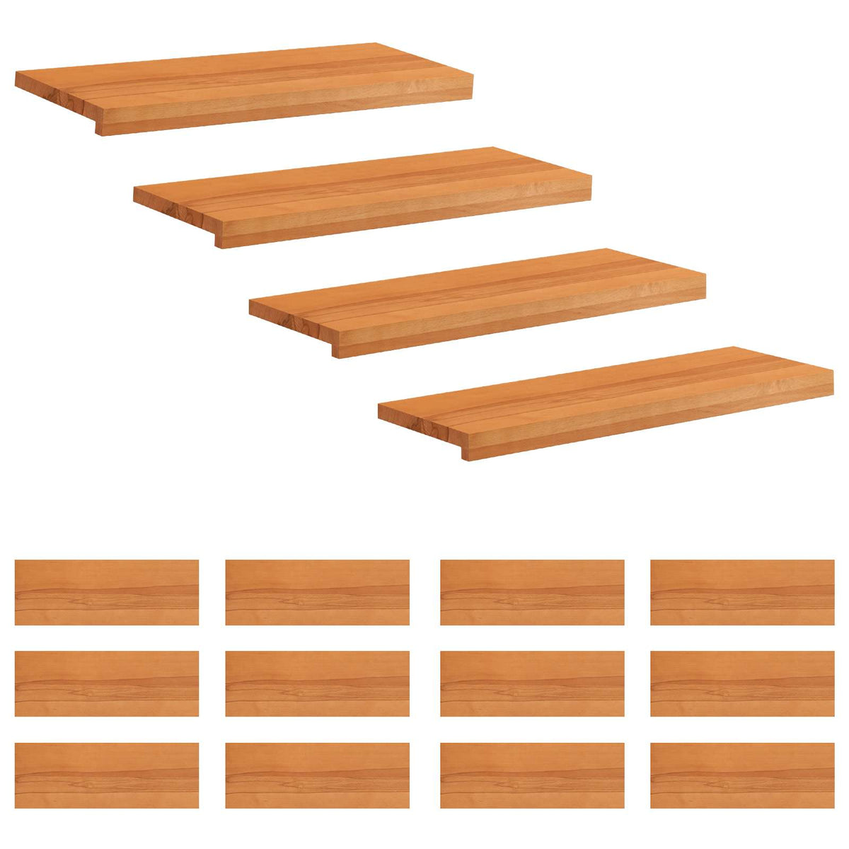 Trappetrin 16 stk. 80 x 30 x 2 cm Lys Brun Solid bøg