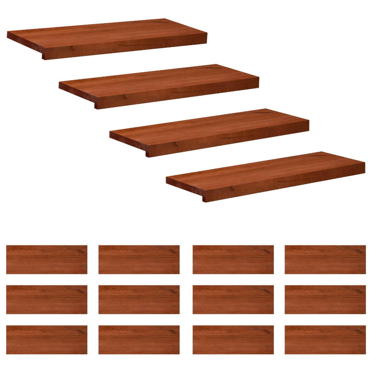 Trappetrin 16 stk. 70 x 25 x 2 cm Brun Solid bøg