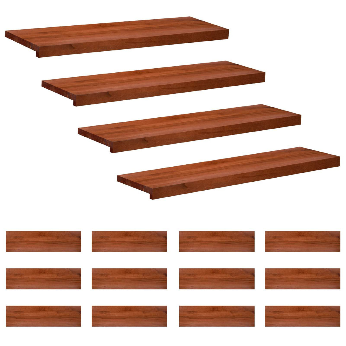 Trappetrin 16 stk. 100 x 25 x 2 cm Brun Solid bøg