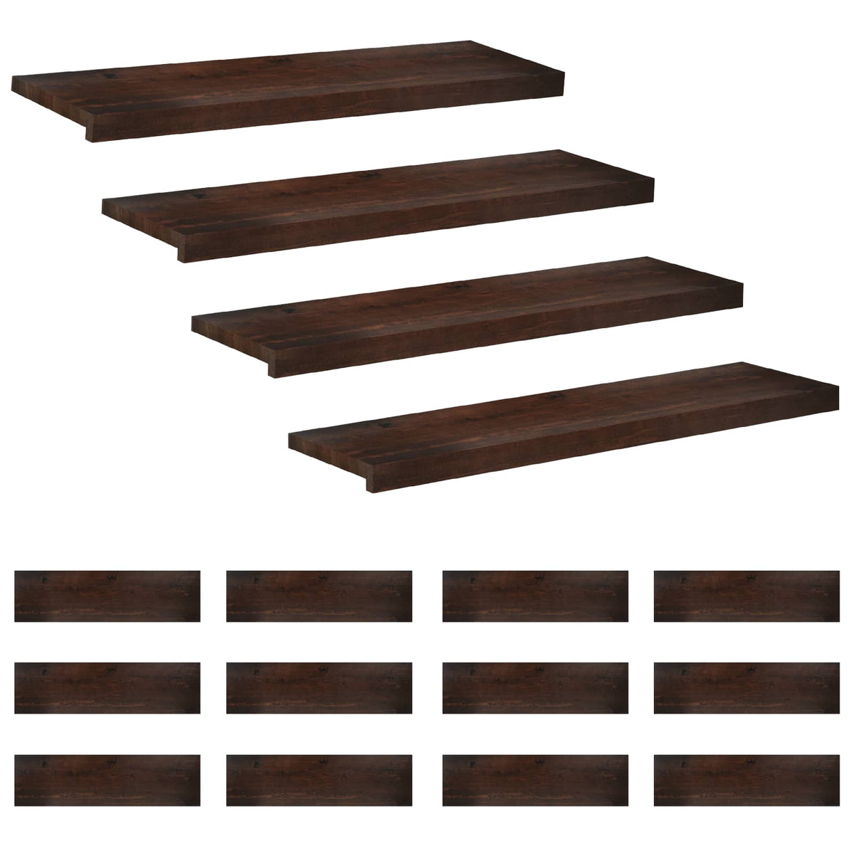 Trappetrin 16 stk. 100 x 30 x 2 cm Mørk Brun Solid bøg