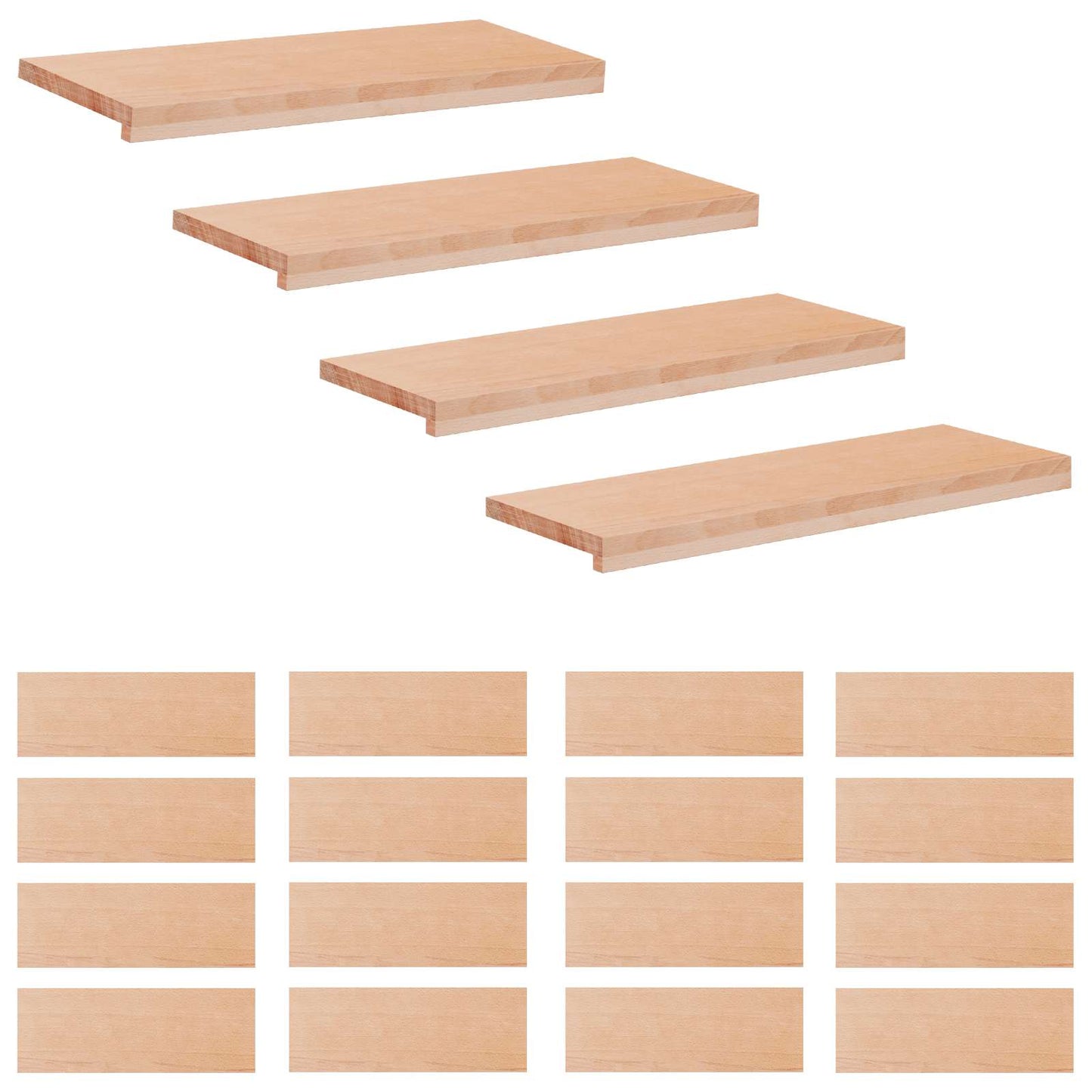 Trappetrin 20 stk. 80 x 25 x 2 cm Naturfarvet Solid bøg