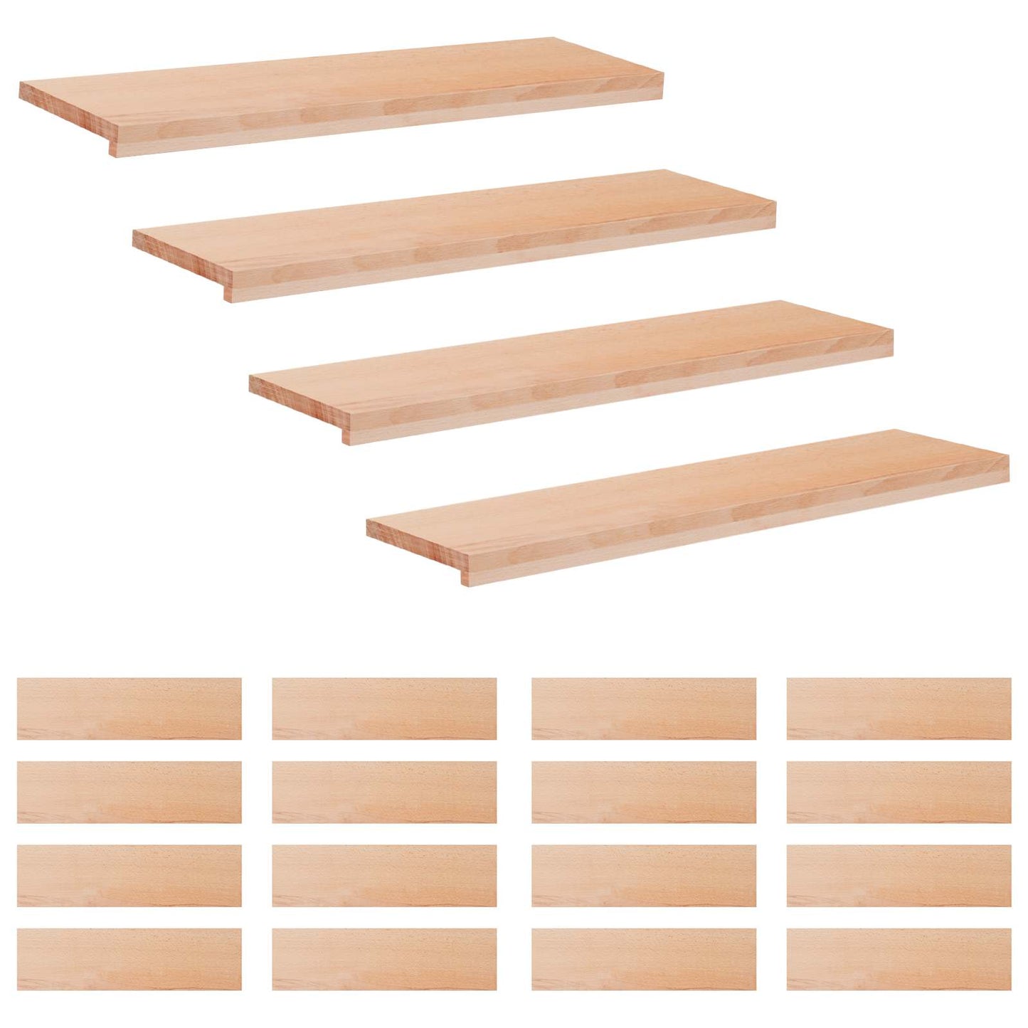 Trappetrin 20 stk. 90 x 25 x 2 cm Naturfarvet Solid bøg