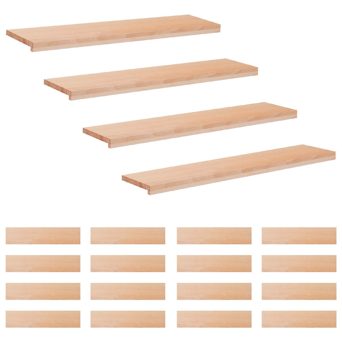 Trappetrin 20 stk. 120 x 30 x 2 cm Naturfarvet Solid bøg